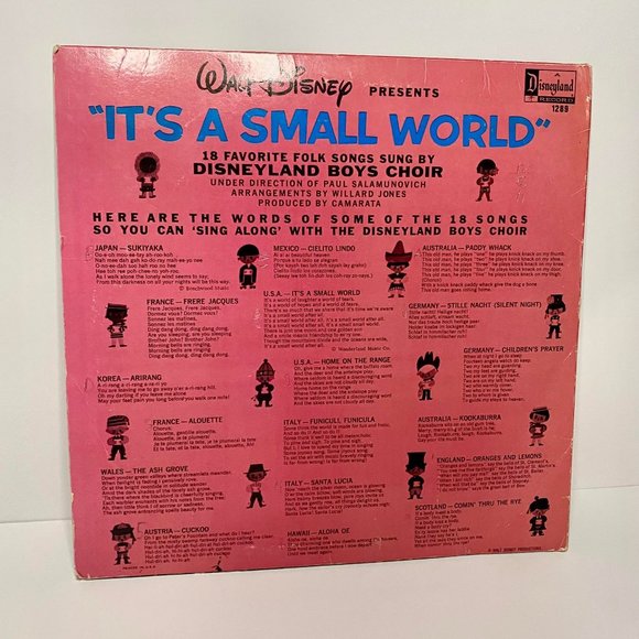 Walt Disney It's A Small World- Disneyland Boys Choir Vinyl Record - Picture 2 of 3